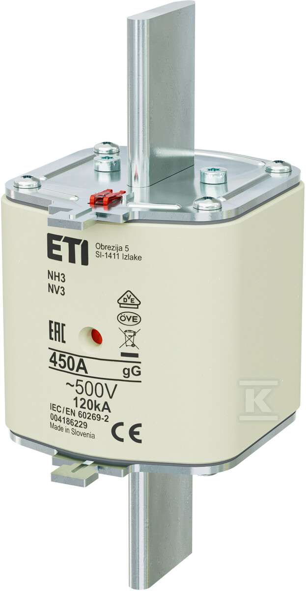 Wkładka topikowa zwłoczna / KOMBI NH3 gG 450A/500V 004186229
