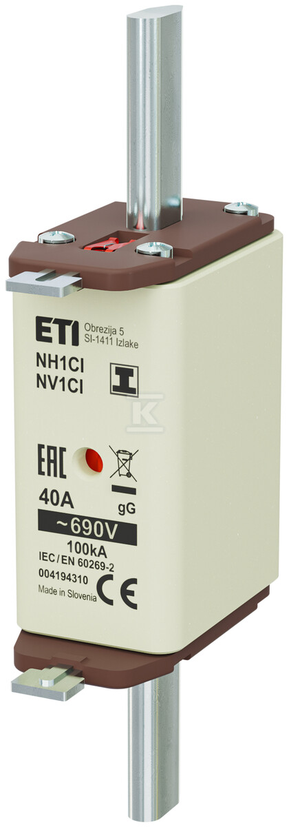 Wkładka bezpiecznikowa - NH1C/I gG 40A/690V - zwłoczna / zaczepy izolowane 004194310 - obrazek 1