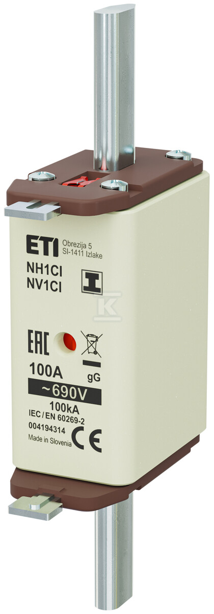 Wkładka bezpiecznikowa - NH1C/I gG 100A/690V - zwłoczna / zaczepy izolowane 004194314 - obrazek 1