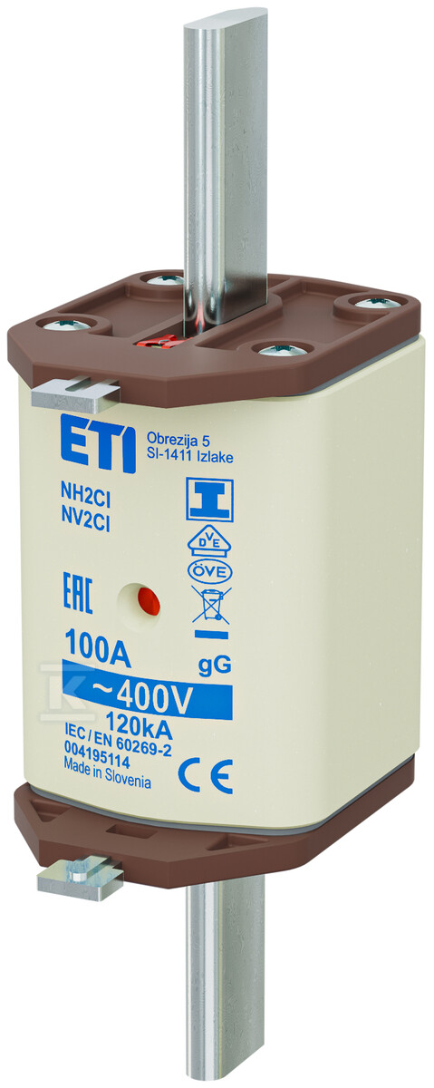 Wkładka bezpiecznikowa - NH2C/I gG 100A/400V - zwłoczna / zaczepy izolowane 004195114 - obrazek 1