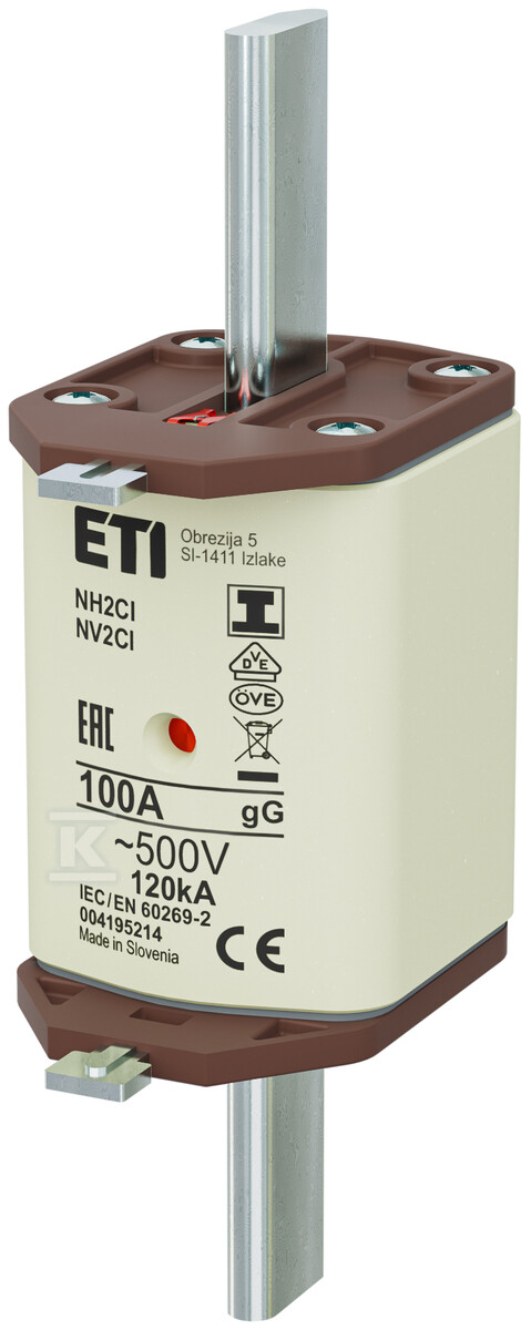 Wkładka bezpiecznikowa - NH2C/I gG 100A/500V - zwłoczna / zaczepy izolowane 004195214 - obrazek 1