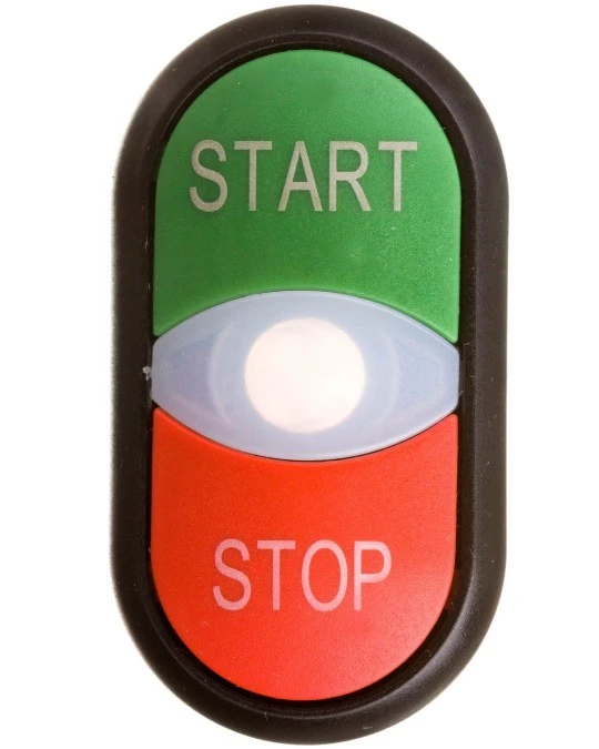 Napęd przycisku podwójny zielony/czerwony START‑STOP z podświetleniem z samopowrotem M22S‑DDL‑GR‑GB1/GB0 216703 - obrazek 1