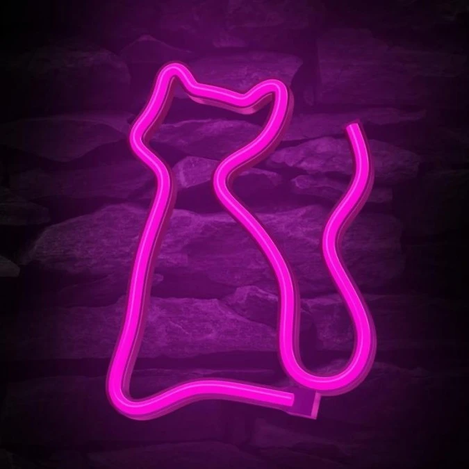 Neon LED KOT różowy Bat + USB FLNEO4 Forever Light - obrazek 2
