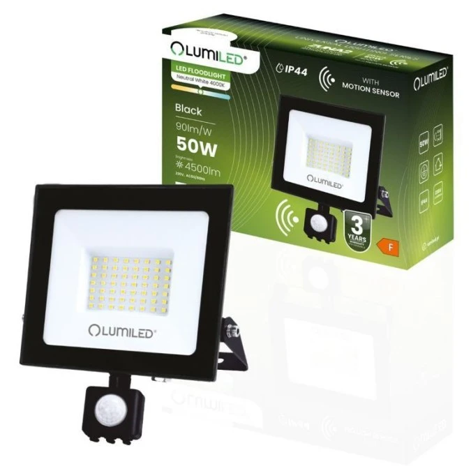 Naświetlacz LED ZUNA2 50W 4500lm 6500K IP44 Czarny Czujnik Ruchu LUMILED - obrazek 3