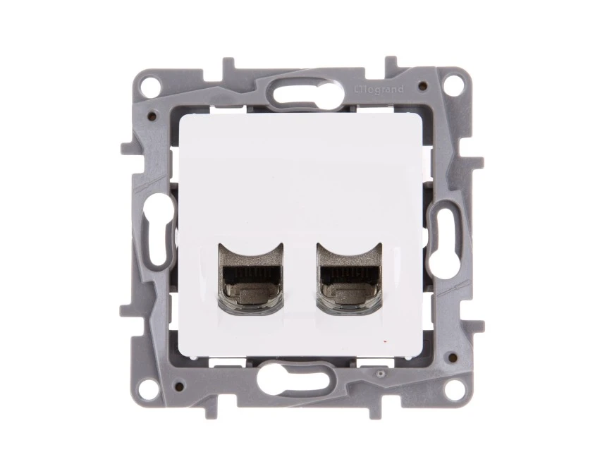 NILOE Gniazdo komputerowe podwójne RJ45 kat.6 STP białe 664776 - obrazek 1