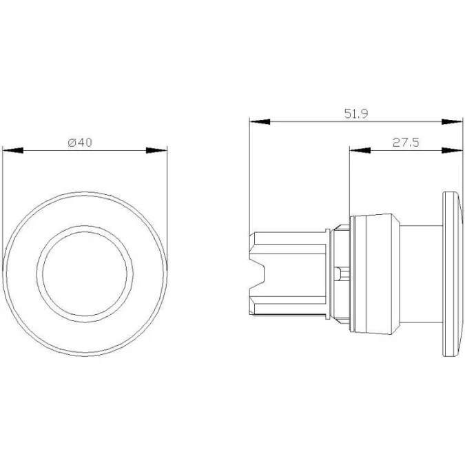 Napęd przycisku grzybkowego 22mm żółty 40 mm z samopowotem metalowy IP689k SIRIUS ACT 3SU1050‑1BD30‑0AA0 - obrazek 2