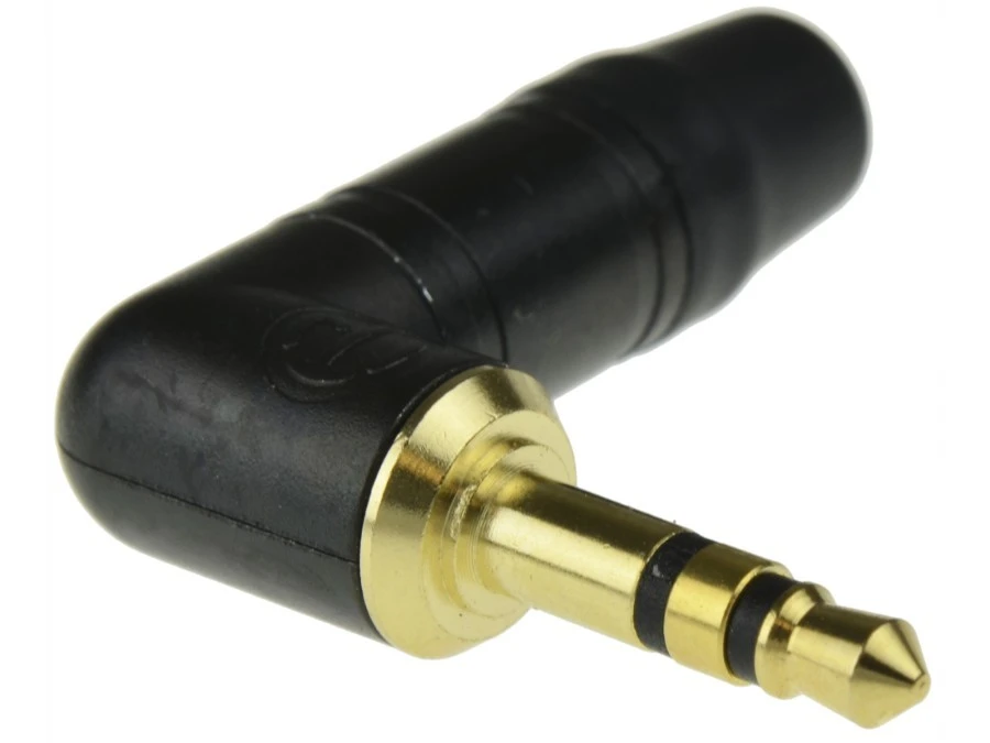 NEUTRIK Wtyk kątowy Audio AUX mini Jack 3,5mm Stereo na kabel do 4,5mm pozłacany czarny NTP3RC‑B - obrazek 1