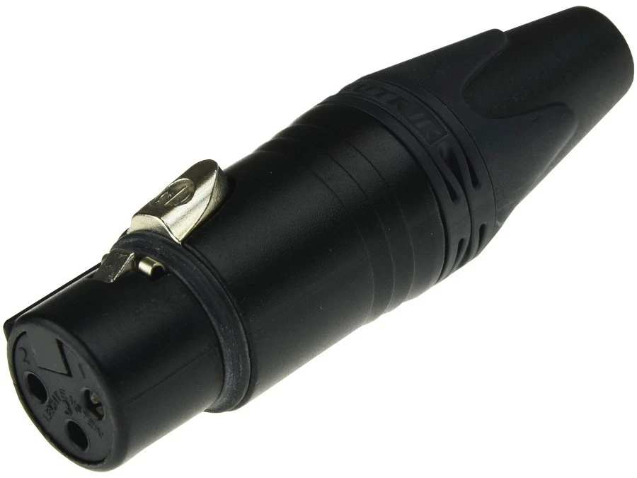 NEUTRIK Gniazdo mikrofonowe XLR (3‑pin) na kabel do 8,0mm posrebrzane czarne NC3FXX‑BAG 43.0110 - obrazek 1