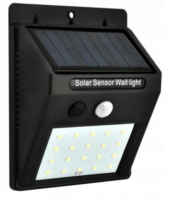 Naścienna lampka SOLAR 3W LED, 200lm, czujnik ruchu 3m, 90‑120st/czujnik zmierzchu, czarna / 46800