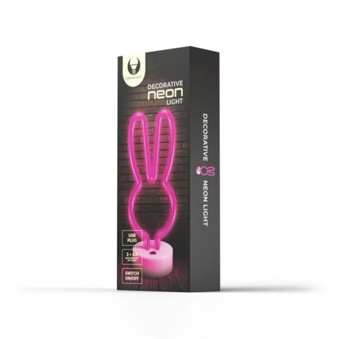Neon na podstawce LED KRÓLICZEK róż FSNE04 Forever Light - obrazek 2