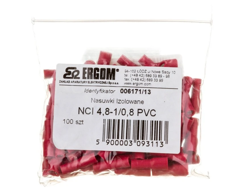 Nasuwka całkowicie izolowana NCI 4,8‑1/0,8 PCV E10KN‑03010302501 /100szt./ - obrazek 2