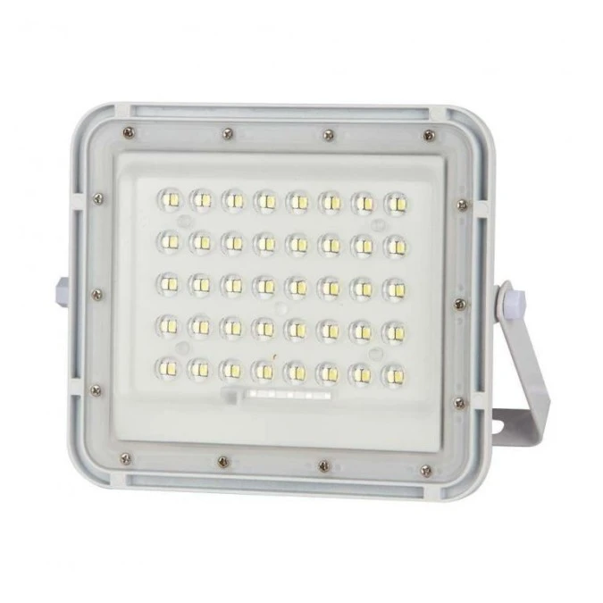 Naświetlacz LED SMD 10W 800lm 6400K 6000mAh IP65 biały barwa CW biała zimna z panelem solarnym VT‑80W‑W V‑TAC - obrazek 1