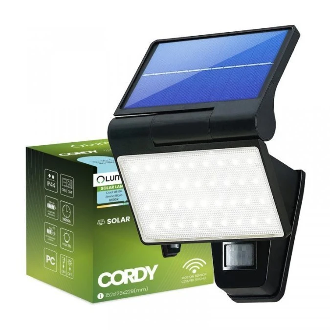 Naświetlacz Solarny Lampa Elewacyjna LED 6500K IP44 Czujnik Ruchu i Zmierzchu CORDY LUMILED - obrazek 2