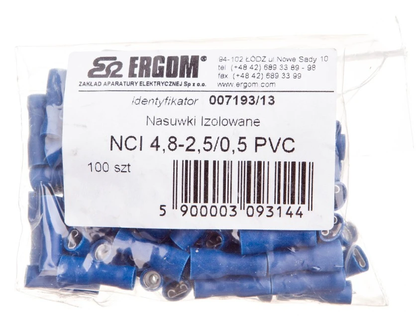 Nasuwka całkowicie izolowana NCI 4,8‑2,5/0,5 PCV E10KN‑03010302601 /100szt./ - obrazek 2