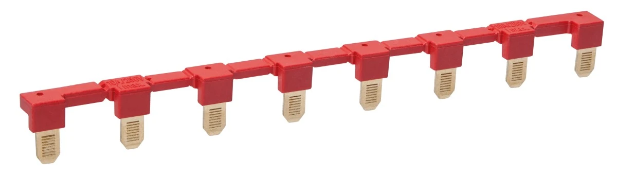 Mostek grzebieniowy 8‑polowy czerwony do gniazd GZP80 i przekaźników PUSH‑IN PI84, PI85, PI84P, PI85P ‑ ZGZP80‑8 RD 2616320