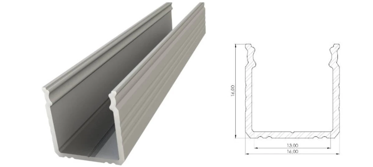Nawierzchniowy profil LED anoda srebrny 16x16mm 2010mm AL12‑GLS3‑AS‑2020 GLALU - obrazek 1