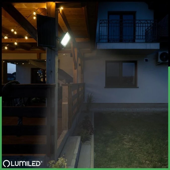 Naświetlacz Solarny LED Halogen 200W Lampa Ogrodowa 4000K IP65 Czujnik Ruchu PIR + Pilot FULGOR LUMILED - obrazek 1