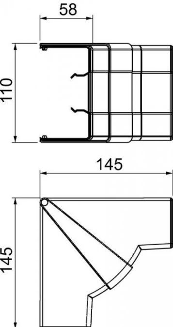 Naroże wewnętrzne ruchome RAPID 45‑2 110x145x145 GK‑IH53100LGR jasnoszare 6113072 - obrazek 2