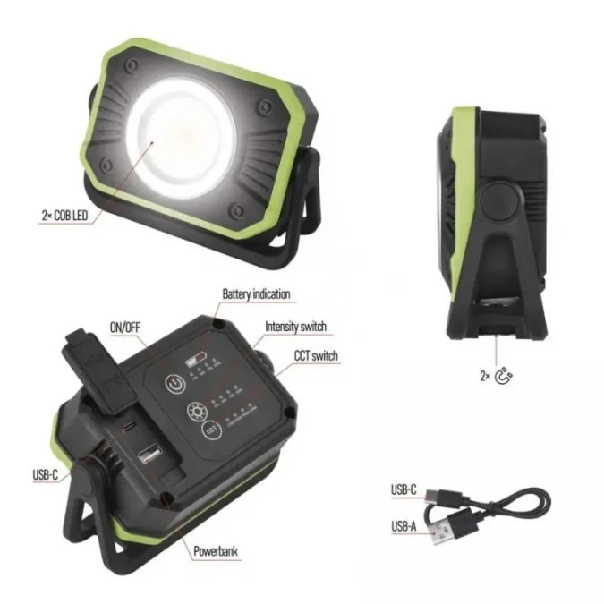Naświetlacz LED COB, 900lm powerbank 4400 mAh ładowalny P4542 - obrazek 3