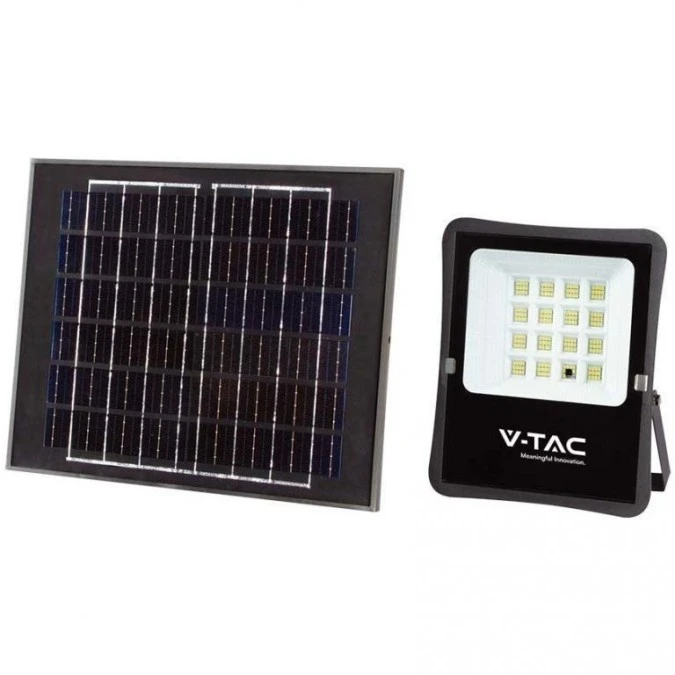 Naświetlacz LED SMD 1600lm 6400K 15000mAh IP65 czarny barwa CW biała zimna z panelem solarnym 16W VT‑55200 V‑TAC - obrazek 1
