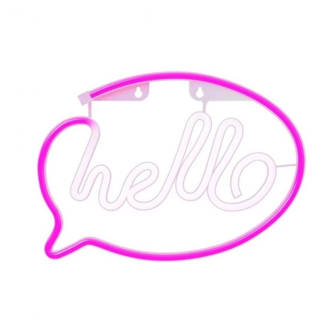 Neon LED HELLO róż biały Bat + USB FLNE15 Forever Light - obrazek 1