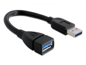 Delock Kabel USB USB 3.0 Złącze męskie USB-A, Złącze żeńskie USB-A 0.15 m czarny 82776