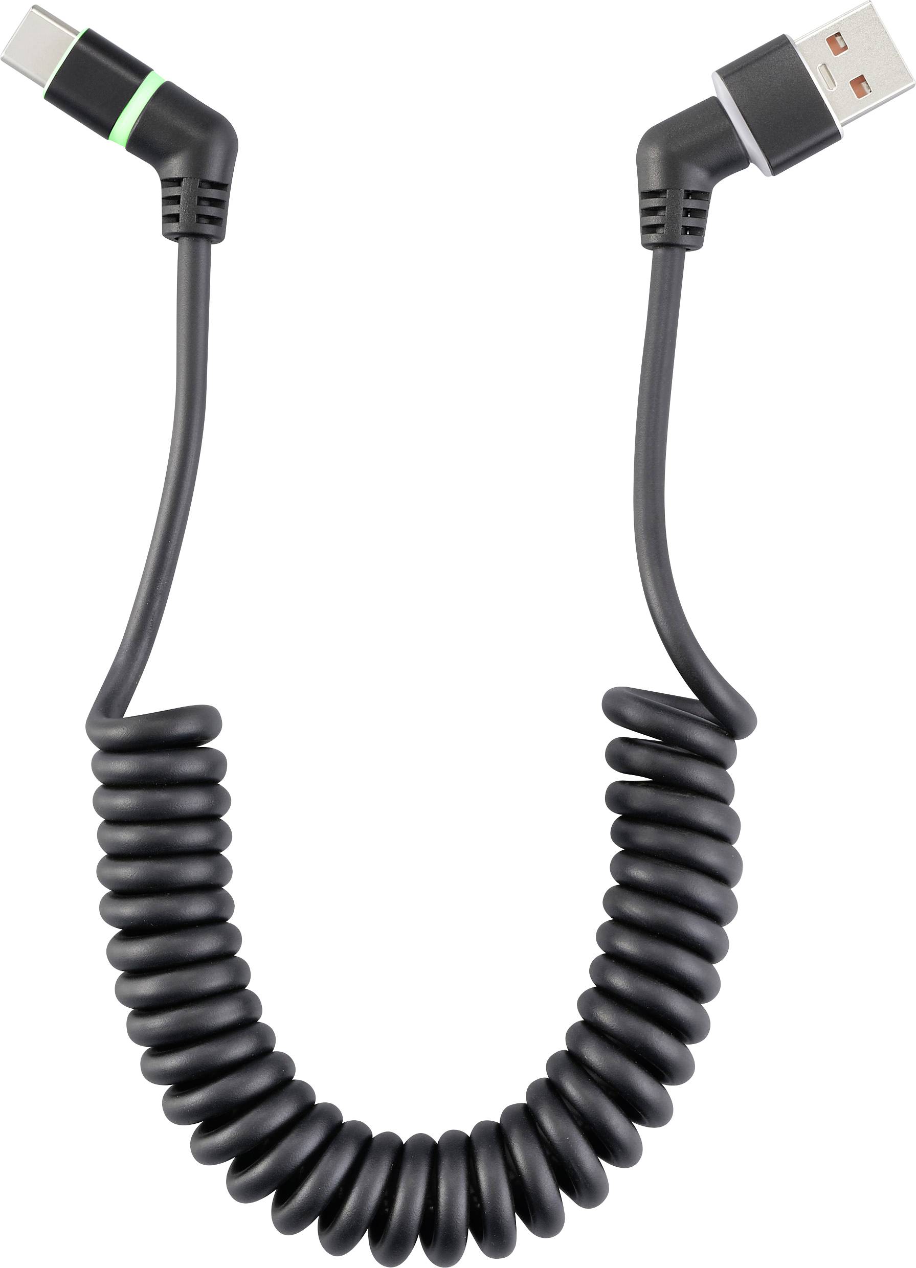 Renkforce Kabel USB USB 2.0 Złącze męskie USB-A, Złącze męskie USB-C® 1.50 m czarny Styki wtyczki można obracać o 360°, - obrazek 1