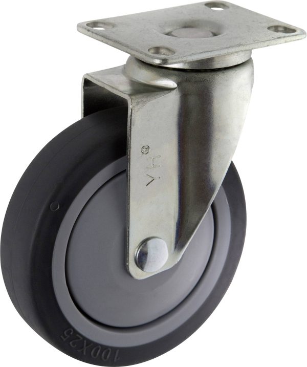 TOOLCRAFT TO-5137917 Kółko obrotowe TPR 100 mm z płytką montażową Maksymalne obciążenie: 65 kg