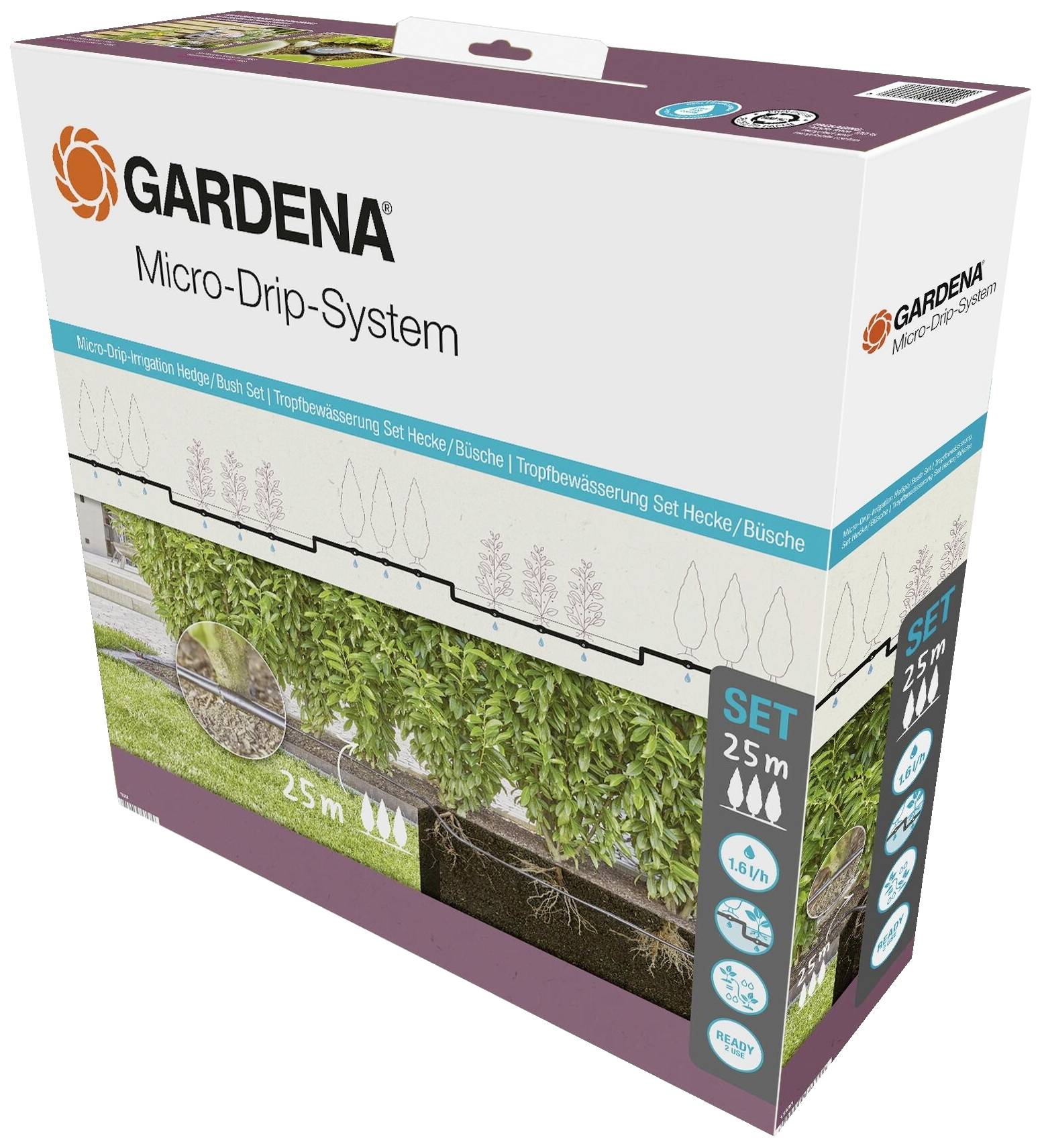 GARDENA Micro-Drip-System 13500-20 Kompletny zestaw nawadniający 13 mm (1/2") Ø Zestaw żywopłotów/krzewów (25 m) - obrazek 1