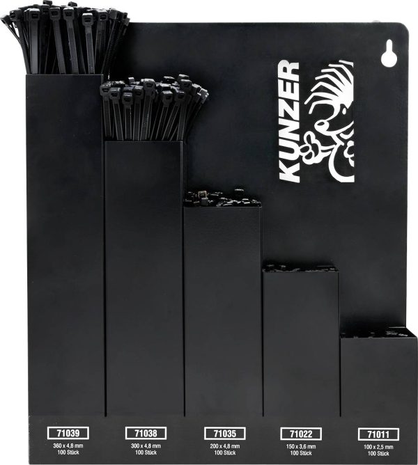 Kunzer 7KBS500 Zestaw opasek kablowych 100 mm, 150 mm, 200 mm, 300 mm, 360 mm czarny 500 szt.