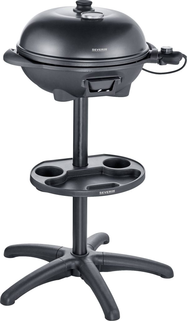 Severin PG 8541 Elektryczny Grill stojący grill okrągły, termometr w pokrywce Średnica powierzchni grilla=410 mm czarny