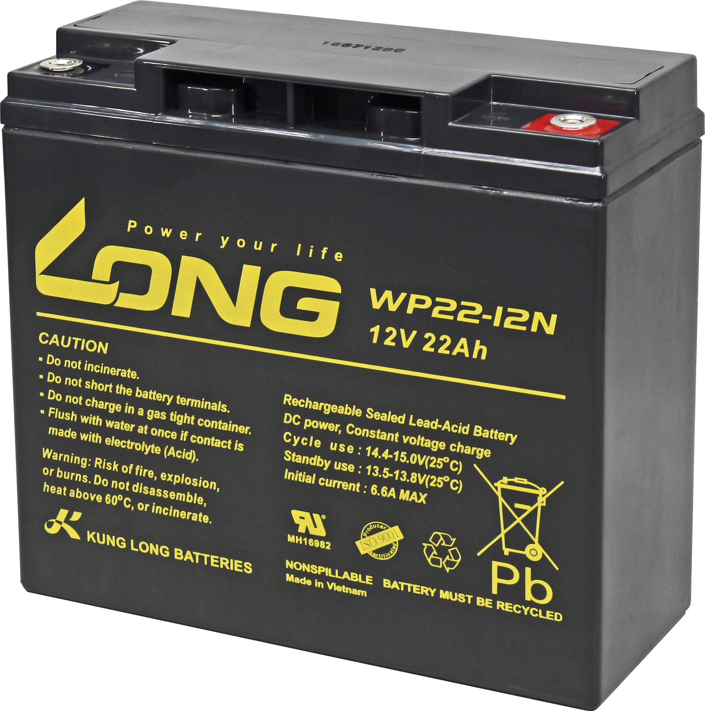 Akumulator ołowiowy Long WP22-12N WP22-12N, AGM, 12 V, 22 Ah - obrazek 1