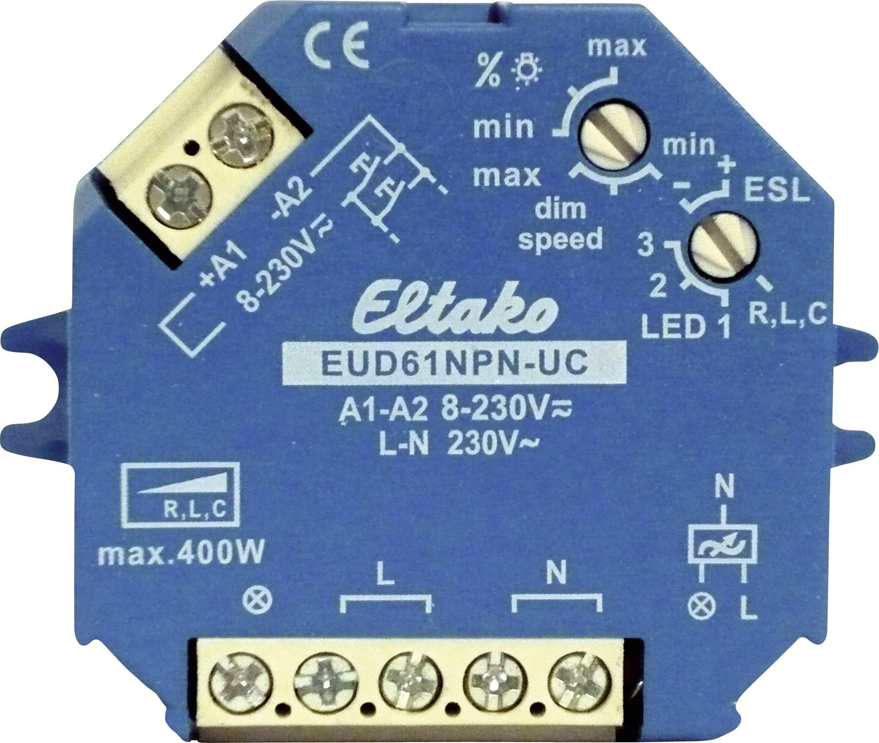Ściemniacz uniwersalny Eltako EUD61NPN-UC, nad-/podtynkowy DIN, 100 W/500 W, niebieski - obrazek 1