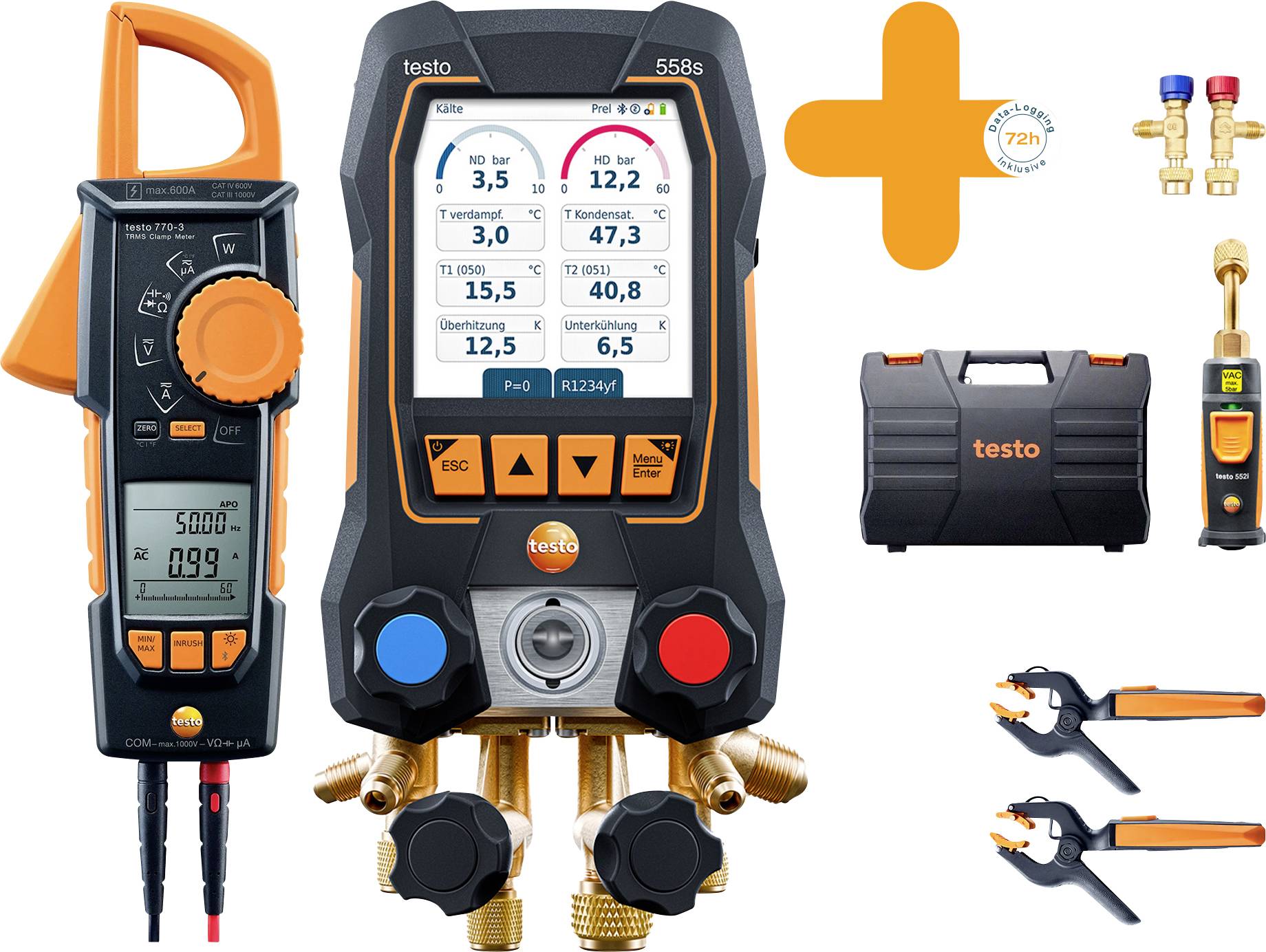 Zestaw Smart Vacuum testo 0564 4558 temperatura, ciśnienie z cęgami prądowymi - obrazek 1