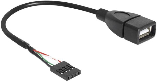 kabel USB 2.0 Delock 83291, [1x złącze żeńskie USB 2.0 4-pin – 1x złącze żeńskie USB-A 2.0], 0.20 m, czarny
