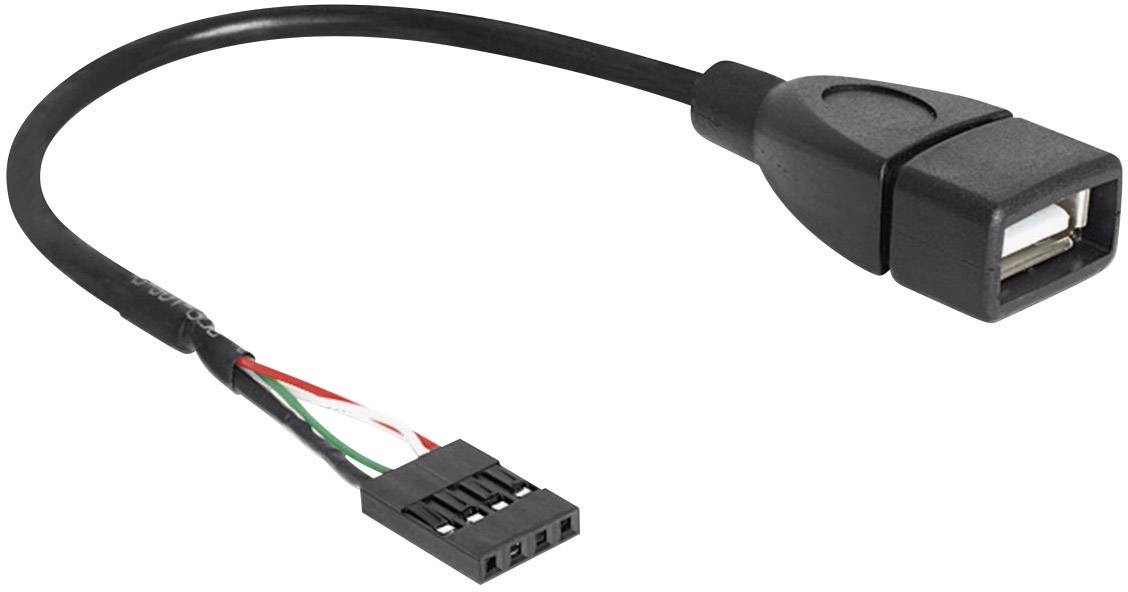 kabel USB 2.0 Delock 83291, [1x złącze żeńskie USB 2.0 4-pin - 1x złącze żeńskie USB-A 2.0], 0.20 m, czarny - obrazek 1