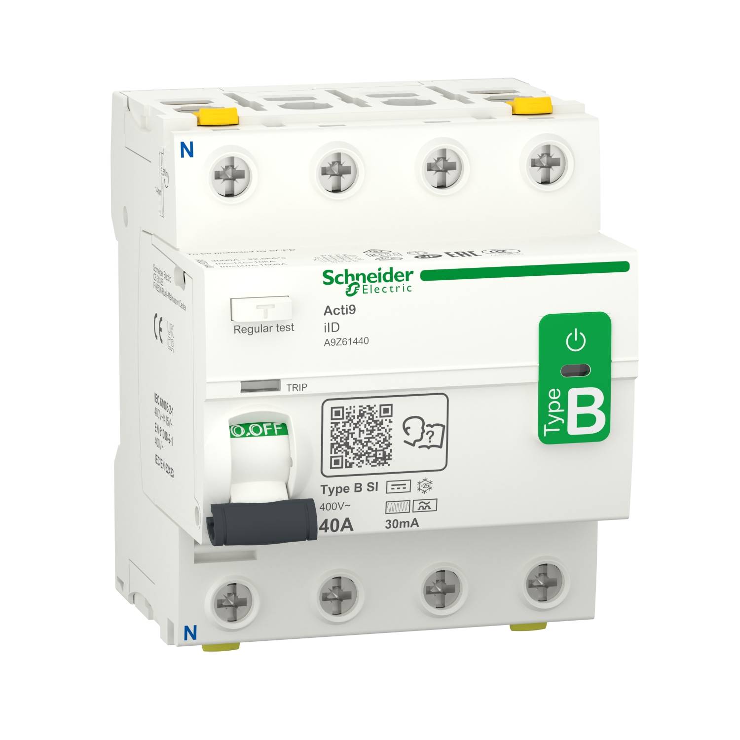 Wyłącznik różnicowoprądowy Schneider Electric A9Z61440, wrażliwy na prąd przemienny FI, 40 A, 0.03 A - obrazek 1