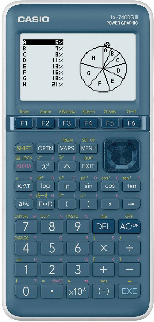 Casio FX-7400GIII Kalkulator graficzny cyjan Wyświetlacz: 21 bateryjne (S x W x G) 87.5 x 21.3 x 180.5 mm