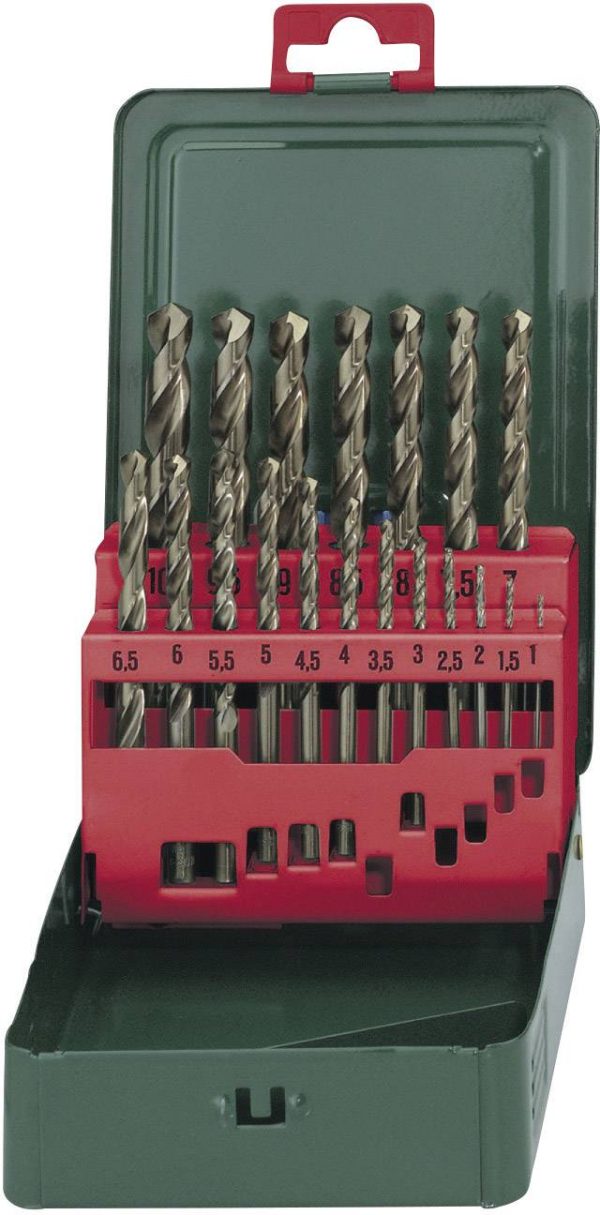 Metabo 627157000 HSS Zestaw wierteł krętych do metalu 19 szt. 1 mm, 1.5 mm, 2 mm, 2.5 mm, 3 mm, 3.5 mm, 4 mm, 4.5 mm, 5