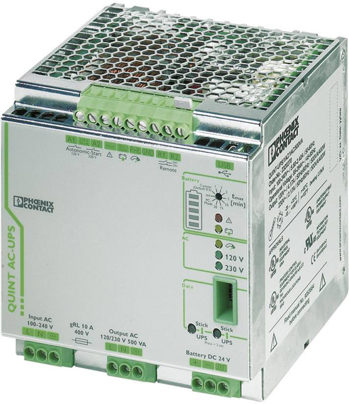 Zasilacz UPS na szynę DIN Phoenix Contact QUINT-UPS/ 1AC/1AC/500VA, 120 V/AC / 230 V/AC, 120 V/AC / 230 V/AC, 5.2 A - obrazek 1
