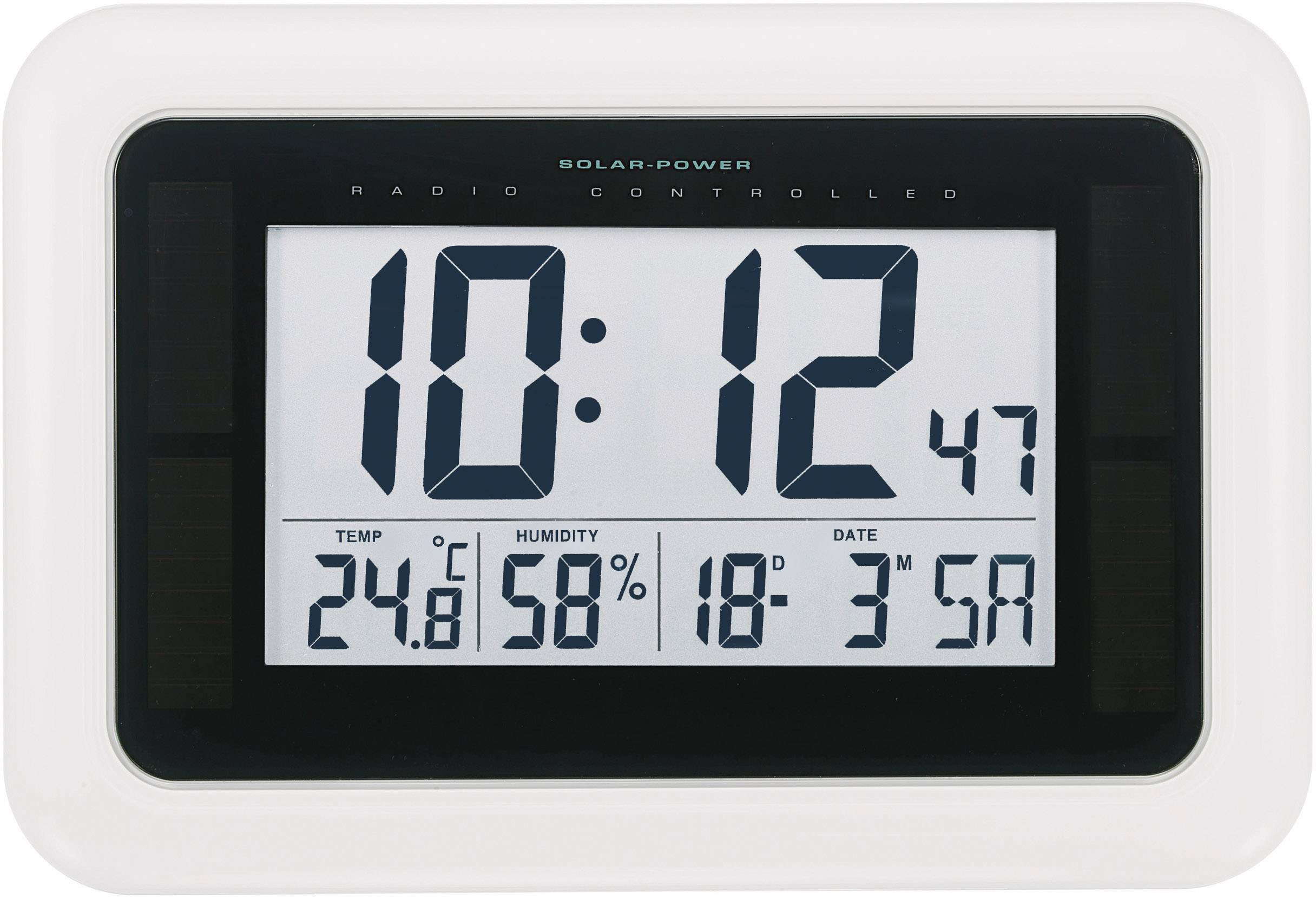 KW9101 Solarny, Sterowany radiowo Zegar ścienny 28 cm x 19 cm x 2.3 cm biały - obrazek 1