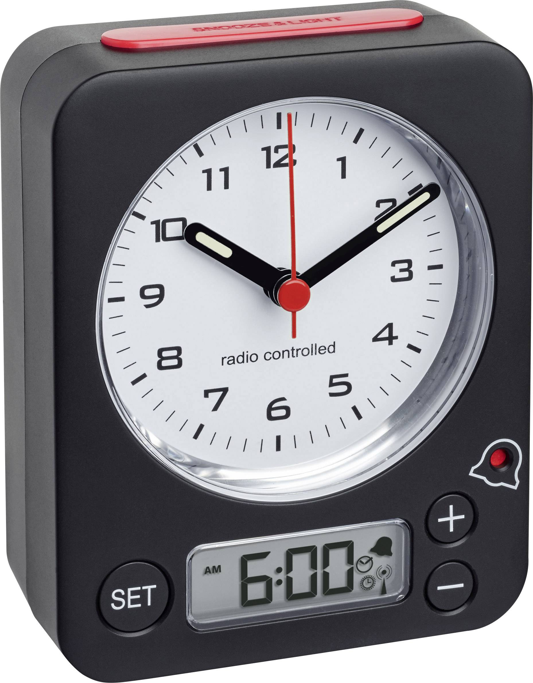 Budzik TFA Dostmann COMBO Funk-Wecker 60.1511.01, czarny - obrazek 1