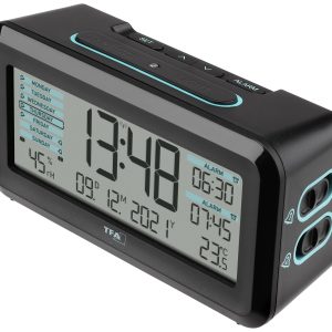 Budzik TFA Dostmann Digitaler Funk-Wecker mit Raumklima BOXX2 60.2562.01.GB, czarny, jasnoniebieski Budzik TFA Dostmann Digitaler Funk-Wecker mit Raumklima BOXX2 60.2562.01.GB, czarny, jasnoniebieski