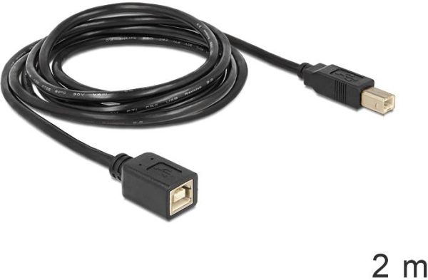 Delock Kabel USB USB 2.0 Złącze męskie USB-B, Złącze żeńskie USB-B 2.00 m czarny 83427