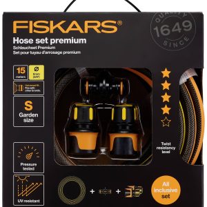Fiskars 1027101 Premium-Set Wąż ogrodowy 15 m 1 szt. czarny, pomarańczowy Fiskars 1027101 Premium-Set Wąż ogrodowy 15 m 1 szt. czarny, pomarańczowy
