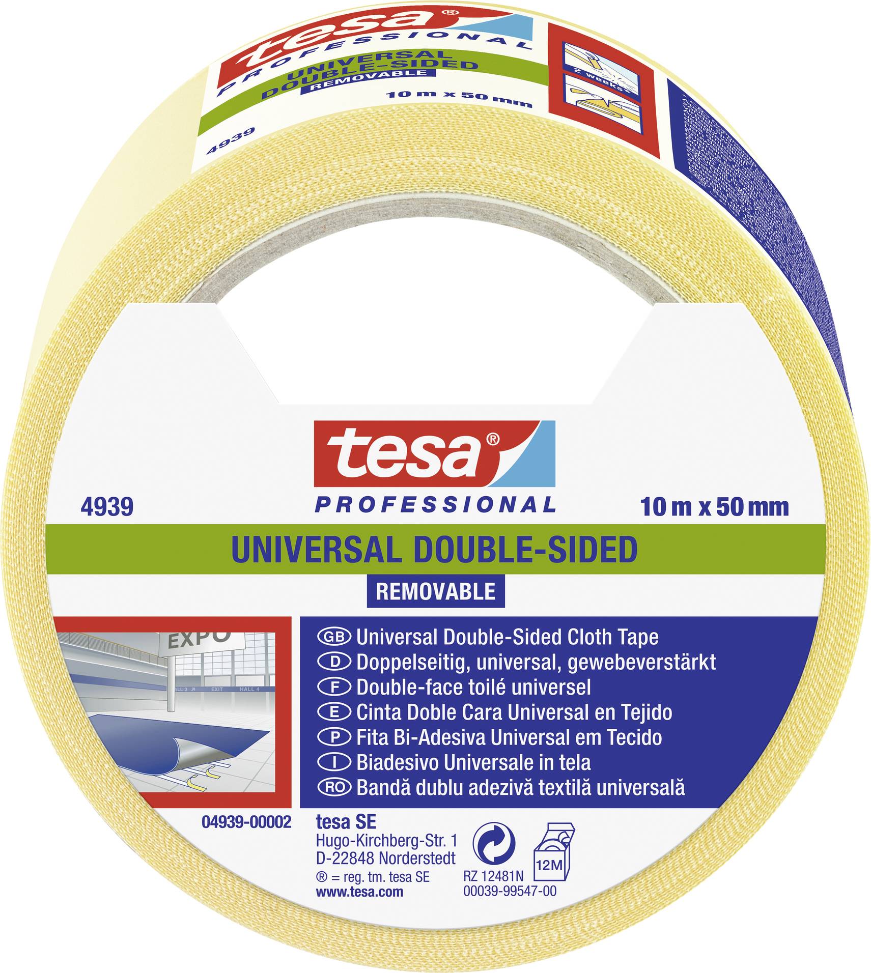 Taśma do wykladzin tesa tesa® Professional 04939-00002-11 UNIVERSAL REMOVABLE (D x S) 10 m x 50 mm 10 m 1 szt. - obrazek 1