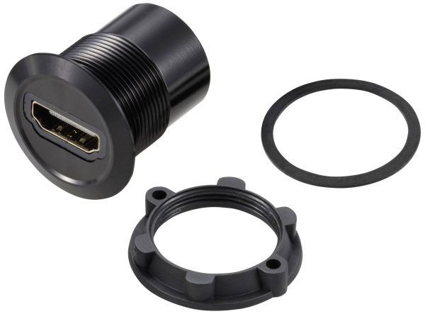 TRU COMPONENTS TC-11980464 Gniazdo adaptera panelu HDMI 2.0 złącze żeńskie HDMI złącze żeńskie HDMI czarny Zawartość: 1