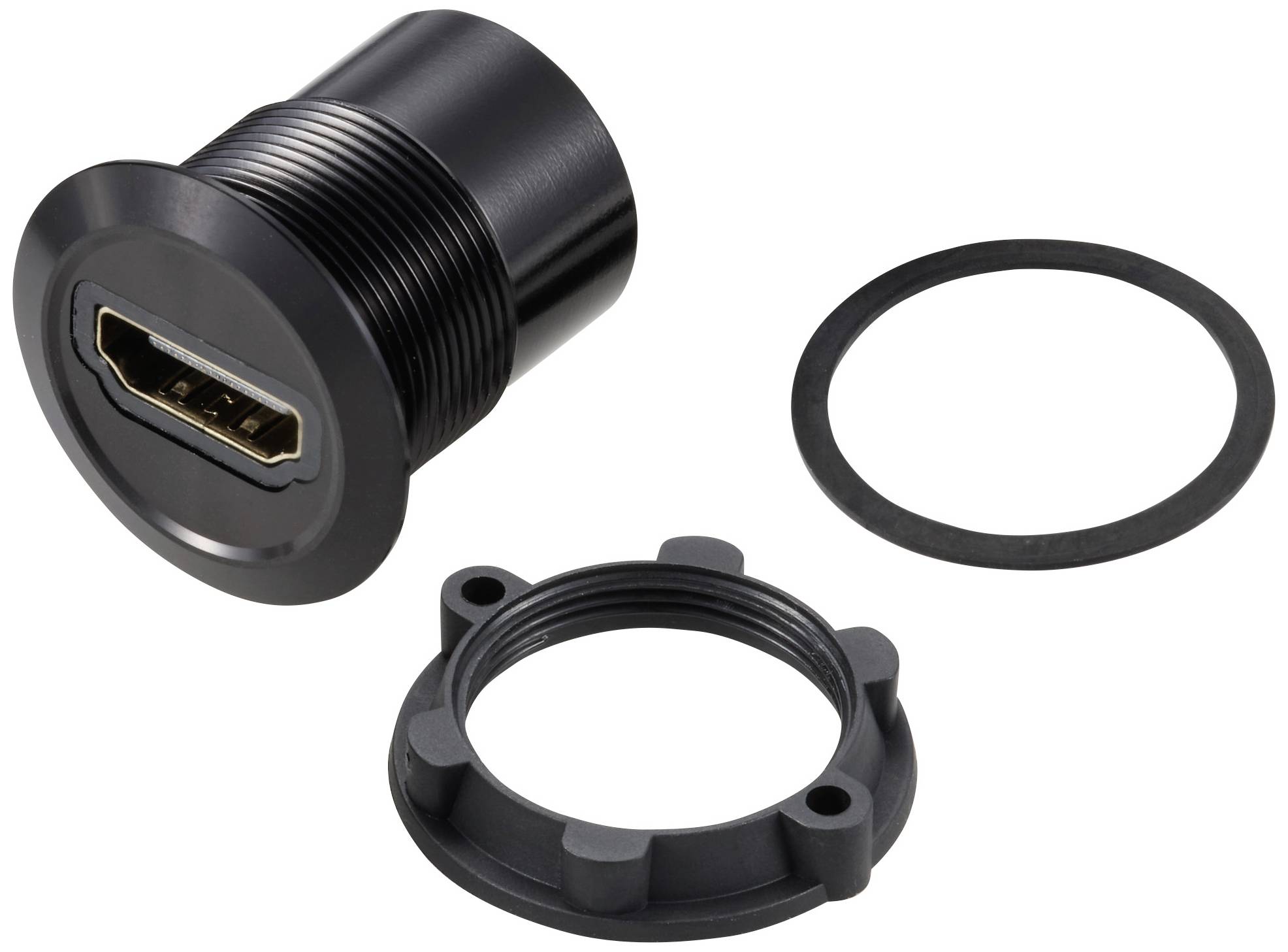TRU COMPONENTS TC-11980464 Gniazdo adaptera panelu HDMI 2.0 złącze żeńskie HDMI złącze żeńskie HDMI czarny Zawartość: 1 - obrazek 1