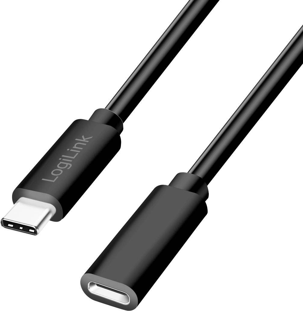 LogiLink USB-C Kabel USB 2.0 Złącze męskie USB-C®, Złącze żeńskie USB-C® 3.00 m czarny CU0212 - obrazek 1