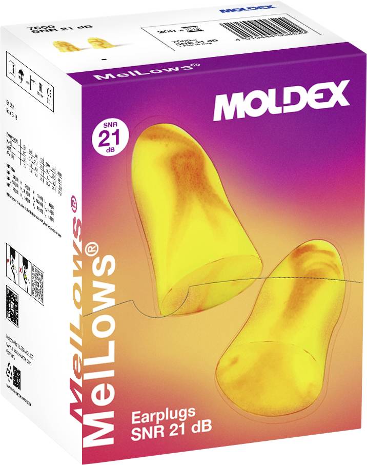 Moldex 760001 MelLows Zatyczki do uszu 21 dB jednorazowa EN 352-2 200 par(a) - obrazek 1